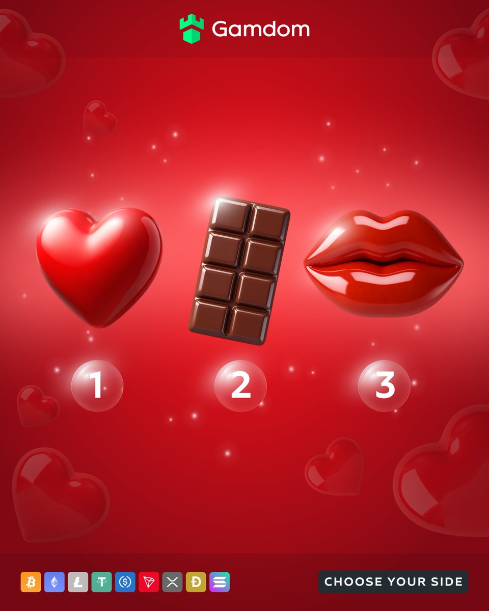 gamdom's tweet image. A little Valentine’s surprise - pick a symbol! 💝

✨ Comment your UserID
✨ Like &amp;amp; Repost
✨ Tag your lucky person

*KYC Lvl 2 verified Gamdom users only