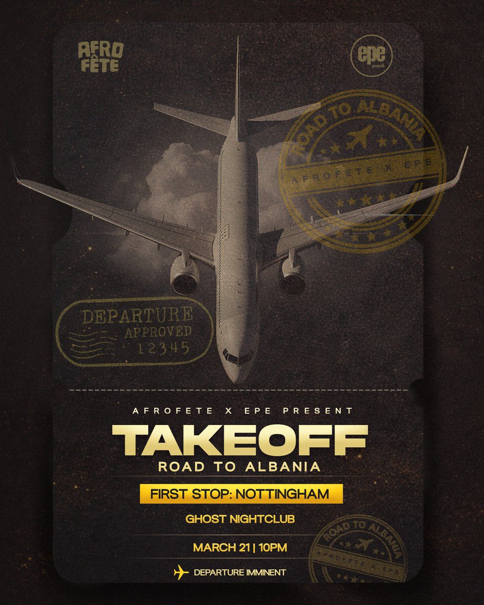 Afro_Fete's tweet photo. FIRST STOP NOTTS! 📢📢📢

ticket link in bio ! dm us to reserve a table🫂

#roadtoalbania https://t.co/EfH5uAkKg4