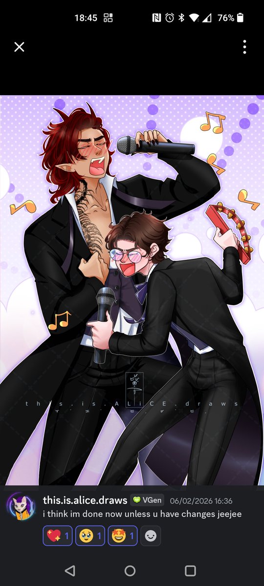 And the award for best song goes to...
"Bed of Roses" by Levi and Haru! 🎉

Check out "Valentines and Anniversary Bonus Chapter - The Wedding, from The Colour Of Your Heart on Tapas: tapas.io/episode/3804610

Commission by <a href="/its_daiji/">ᴛʜɪꜱ.ɪꜱ.ᴀʟɪᴄᴇ.ᴅʀᴀᴡꜱ ✨VGEN COMMiSH ME!!!</a> 💖

#novel_anniversary #valentines #freetoread