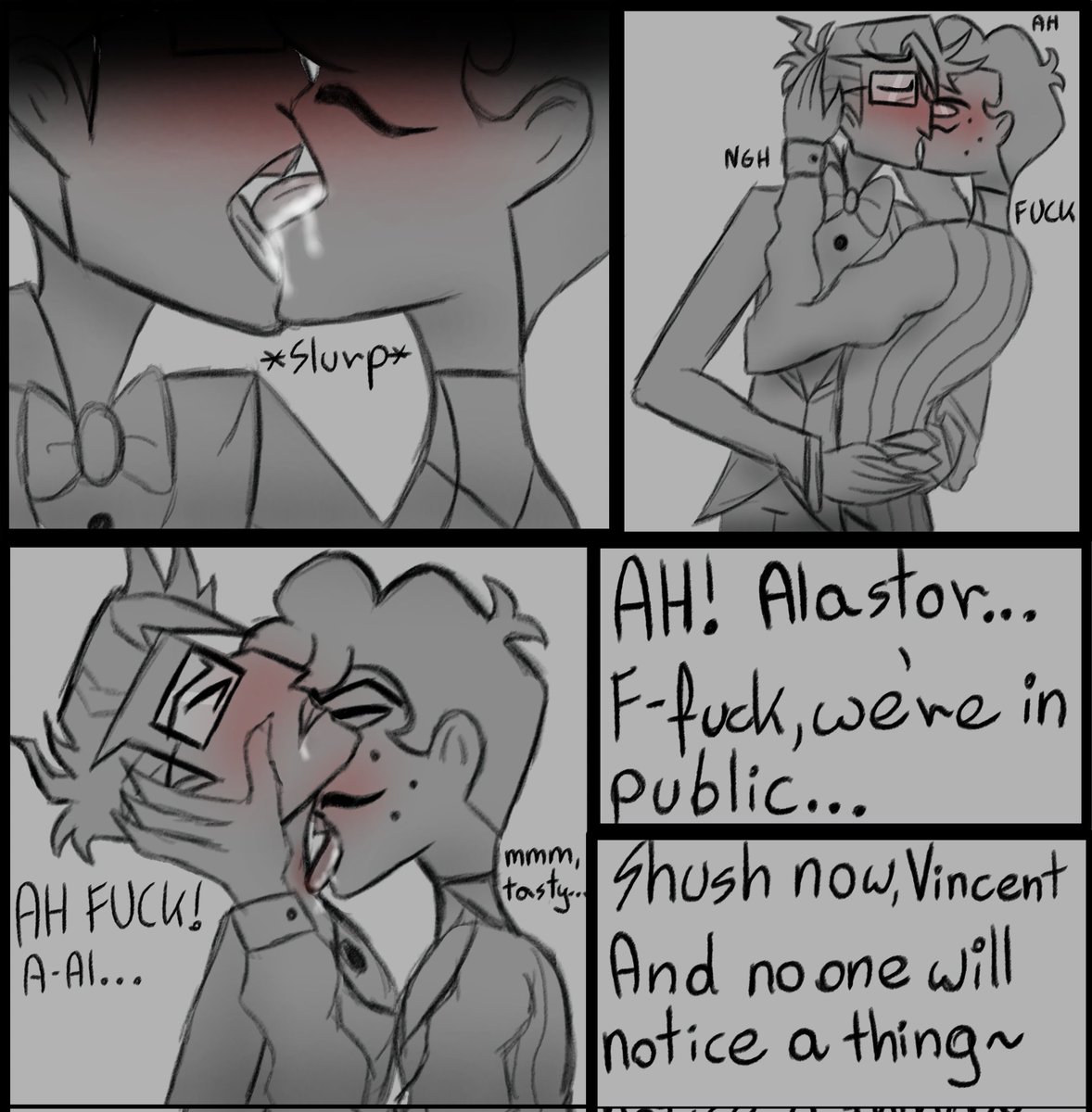 Just_Simp_Sher's tweet photo. PART 3 And probably last. Thought Valentines day would be the best day to post it tehehe

#HazbinHotel #Murdermedia #RadioStatic #Alastor #vox https://t.co/GqL7gBVWo0