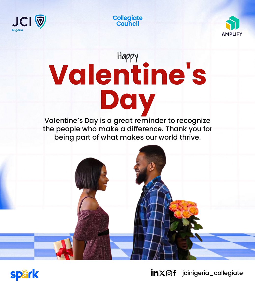 Dear Collegiates, Happy Valentine’s Day ❤️

Today, we celebrate love, friendship, and the incredible bond we share as JCI Nigeria Collegiates.

Let’s keep spreading love and kindness, sparking impact, and building a better world together.⚡️

#SPARK
#AMPLIFY
#JCINigeriaCollegiate