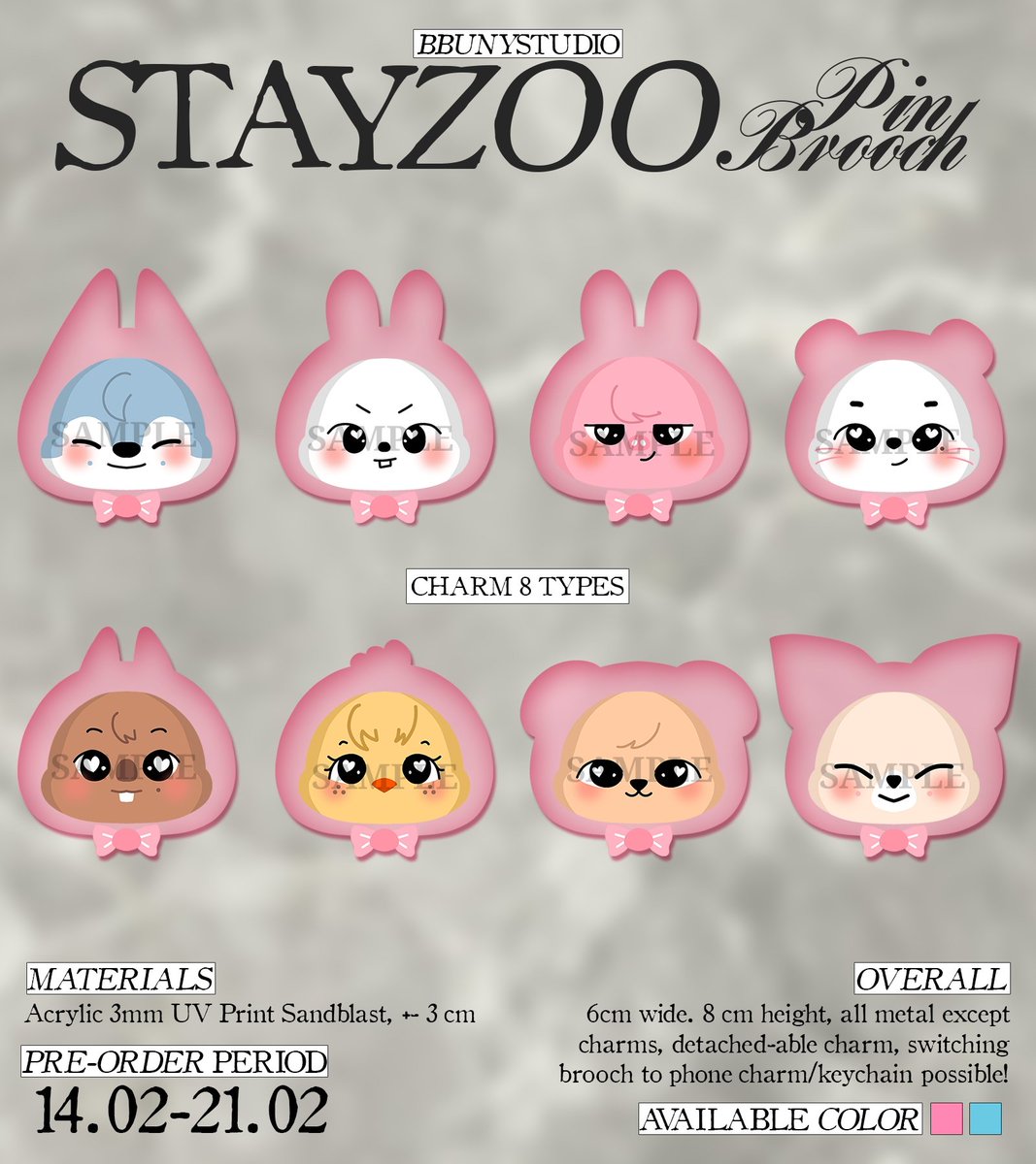 rt/like is appreciated — interest_check! ⭐🩷

hi!! I want to open PO for these cutie STAYzoo brooches %slash phone charm% :P it will be available in pink and sky blue, anyone wants to be tagged? leave your pretty @ below! 🪽