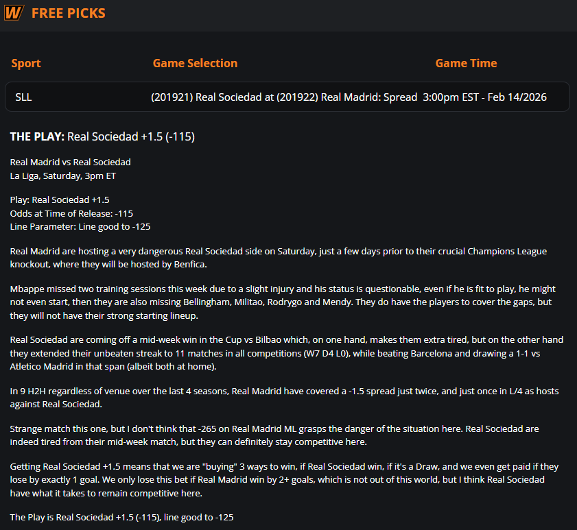 7-2 run in Soccer L/2 Days (+12.16u)
9-5 run in 5% Bundesliga Max Bets (+12u)

5% Bundesliga Max Bet (Side) is locked and loaded at wt.buzz/pl along with two Free Plays in La Liga (Real Madrid vs Real Sociedad) and Bundesliga (Werder vs Bayern Munich). 

Good luck!