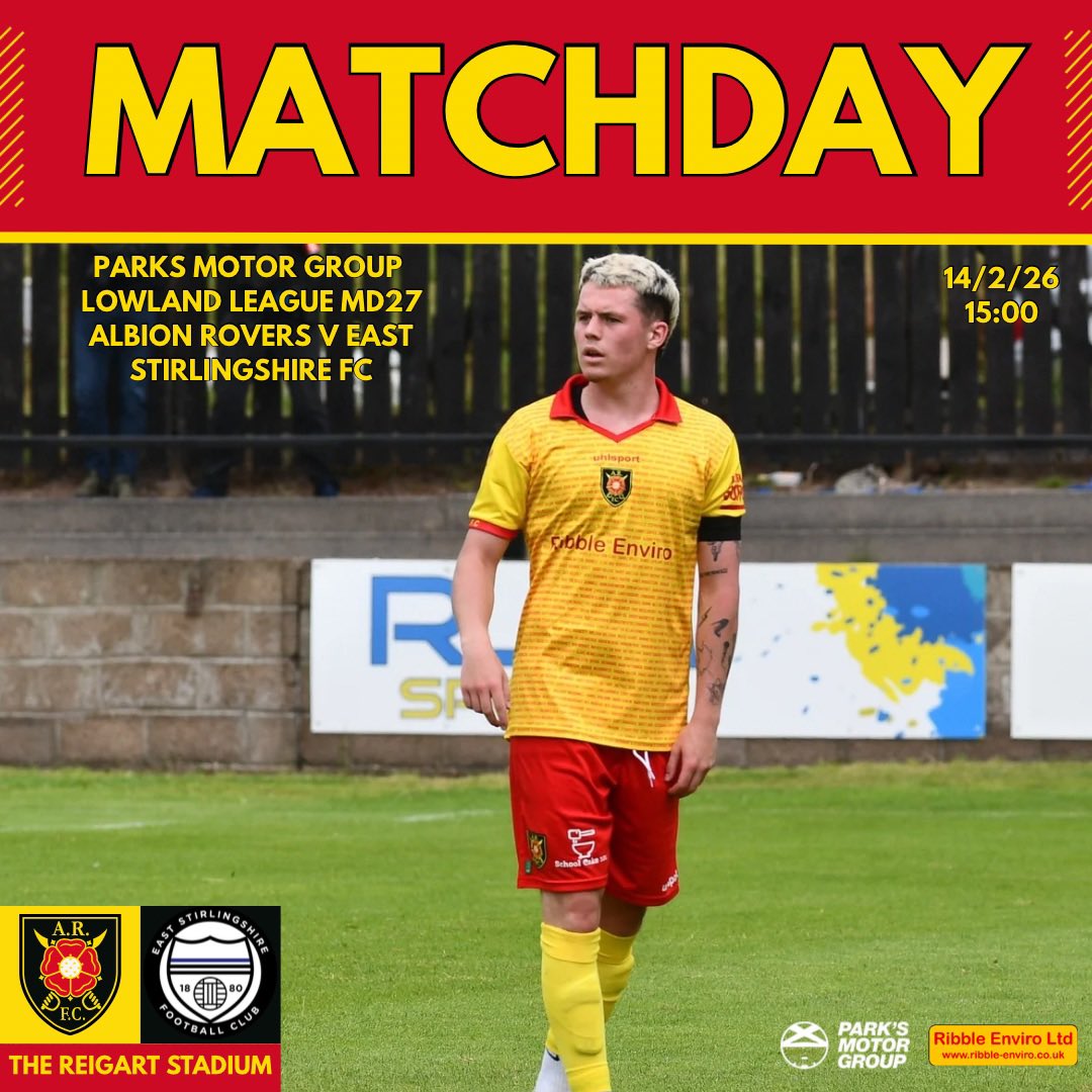 albionrovers's tweet photo. It’s Matchday!
 
🆚 @TheShireFC 
🏆 @parksmotorgroup @OfficialSLFL MD27
🔍 2nd Pitch Inspection will take place at 1PM

🏟️ The Reigart Stadium, ML5 3RB
📍///quiz.likes.stop
https://t.co/EjAbCN0zPt

⌚️ 3pm KO
💷 Adults £11/Concessions £6/U14s £3
❌ U16s must be accompanied by a responsible adult.

🍻 The Andy Allan bar will be open pre-match for both home and away fans until 14:55, with last orders at 14:25. U18s will be permitted in the bar but only with an accompanying adult.

#ARFCOKAY🇲🇰