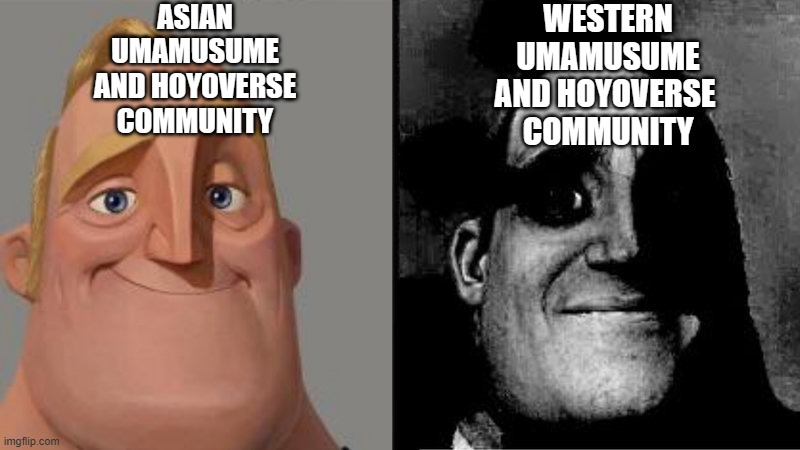 CorvidDevoid's tweet image. Context:
Asian communities for both games are awesome

Western communities for both games are toxic and mentally ill. 2 of them coming together would be even worse.
