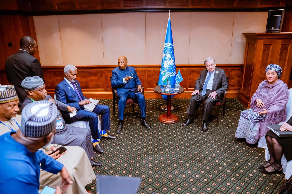 officialSKSM's tweet photo. United Nations (@UN) Secretary-General @antonioguterres has asked Nigeria to spearhead Africa’s quest for a restructured global order, describing the country as uniquely positioned to lead the continent toward superpower status.

Guterres praised the economic reforms of the President Bola Ahmed Tinubu-led administration, as well as Nigeria’s leadership in stabilising the Sahel and ECOWAS (@ecowas_cedeao) regions, despite facing its own security challenges.

The UN Chief made the remarks on Friday during a high-level bilateral meeting with Vice President @KashimSM on the sidelines of the 39th African Union (@_AfricanUnion) Summit in Addis Ababa, Ethiopia.

The UN Secretary-General and the Vice President discussed key developments in Nigeria, as well as the country’s expanding leadership role in promoting regional stability across West Africa and the Sahel.

Guterres commended the remarkable and outstanding reforms of the administration of President @officialABAT, noting that Nigeria’s bold economic restructuring and security commitments have strengthened its continental standing.

In his remarks, Vice President @KashimSM thanked the UN Secretary-General for his leadership in promoting global peace, saying Africa has benefitted immensely from his tenure, even as the United Nations undergoes internal restructuring.

#AUSummit 
#AUSummit2026