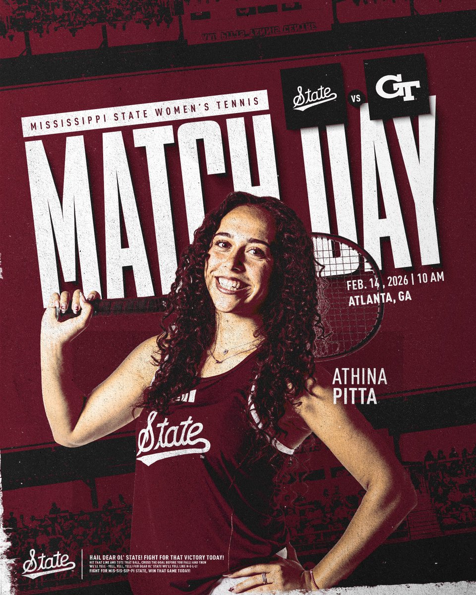 On The Road Again!

🎾 State at Georgia Tech 
🗓️ Feb. 14
⏰ 10 a.m. CT
📍Atlanta, Ga. 
📊 linktr.ee/HailStateWTEN