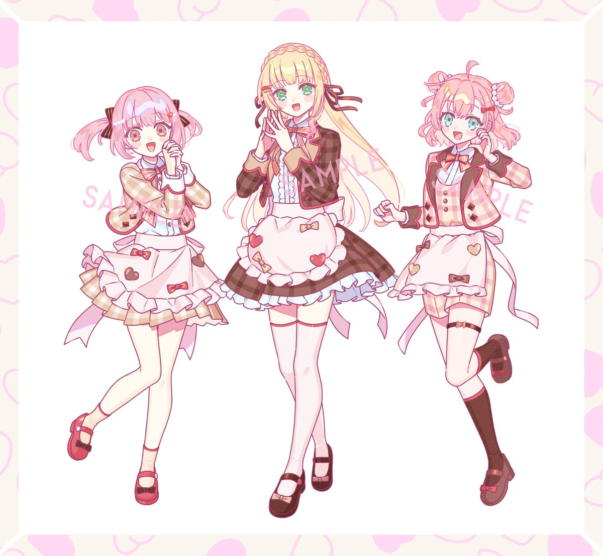 【WORK】
「ハッピーミルフィーユ」歌ってみたMVにて
小花衣ももみ様　憩居ももあ様　天羽よつは様のイラストを担当させて頂きました(1/2)
表情を色々描かせて頂いたので是非MVでチェックしてください🍫✨