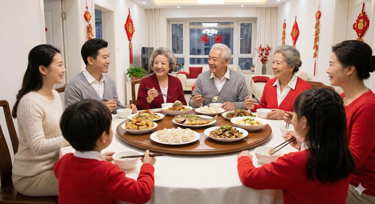 zhaoahua3333's tweet image. The heart of the Spring Festival is the family reunion dinner (Nianyefan). It's a time for cherished moments, shared stories, and a feast symbolizing unity and abundance. 🥟 #Nianyefan #FamilyReunion #ChineseNewYear #Food