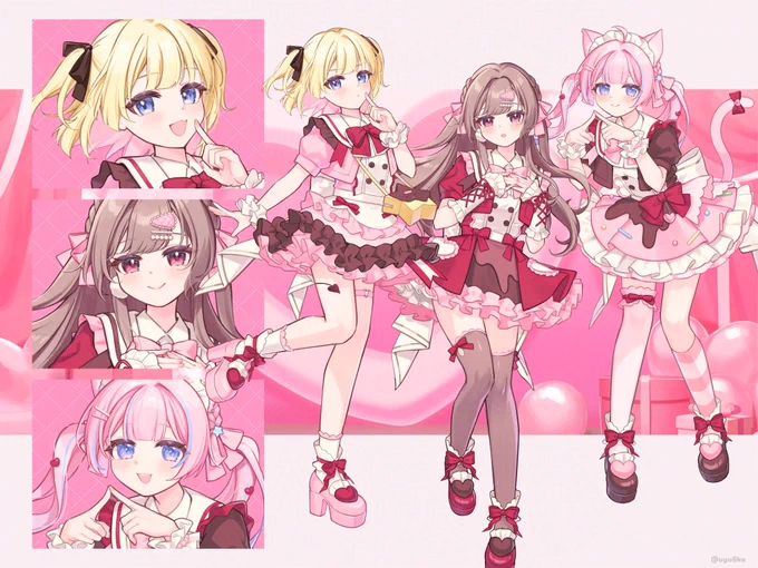 ✧ works ✧ 夢星もか様/涼花みなせ様/苺氷えな様の「ハッピーミルフィーユ」歌ってみたのイラストを制作いたしました よろしくお願いします