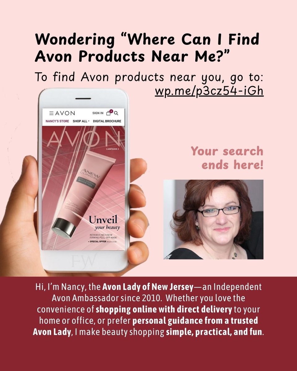 AvonLadyNJ's tweet photo. Wondering “Where can I find Avon near me?” ✨
Discover the comfort of a trusted classic with the fresh energy of modern beauty—simple, practical, and fun.
👉 Shop local-style or delivered to your door: https://t.co/AEEemfhi8M
#ModernVintageBeauty #EverydayGlow #AvonFinds 💄 https://t.co/qkAG4wgaKO