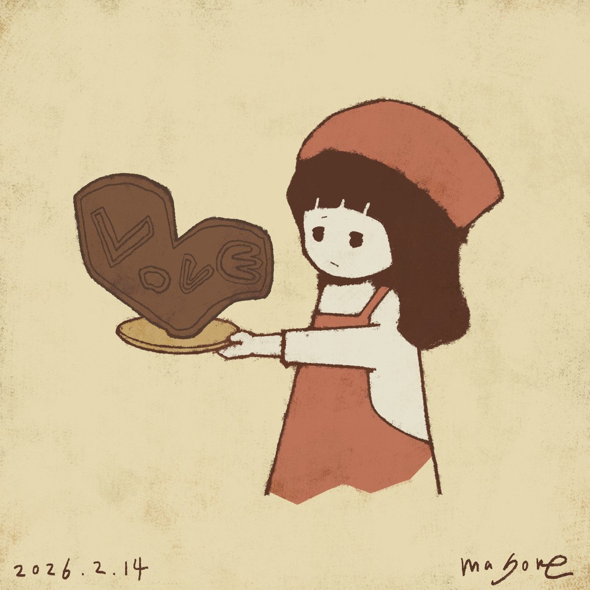 #magomehibi Day1384
「こういうのは気持ちが大事。うん…」

今日は #バレンタインデー ということでこんな感じで！