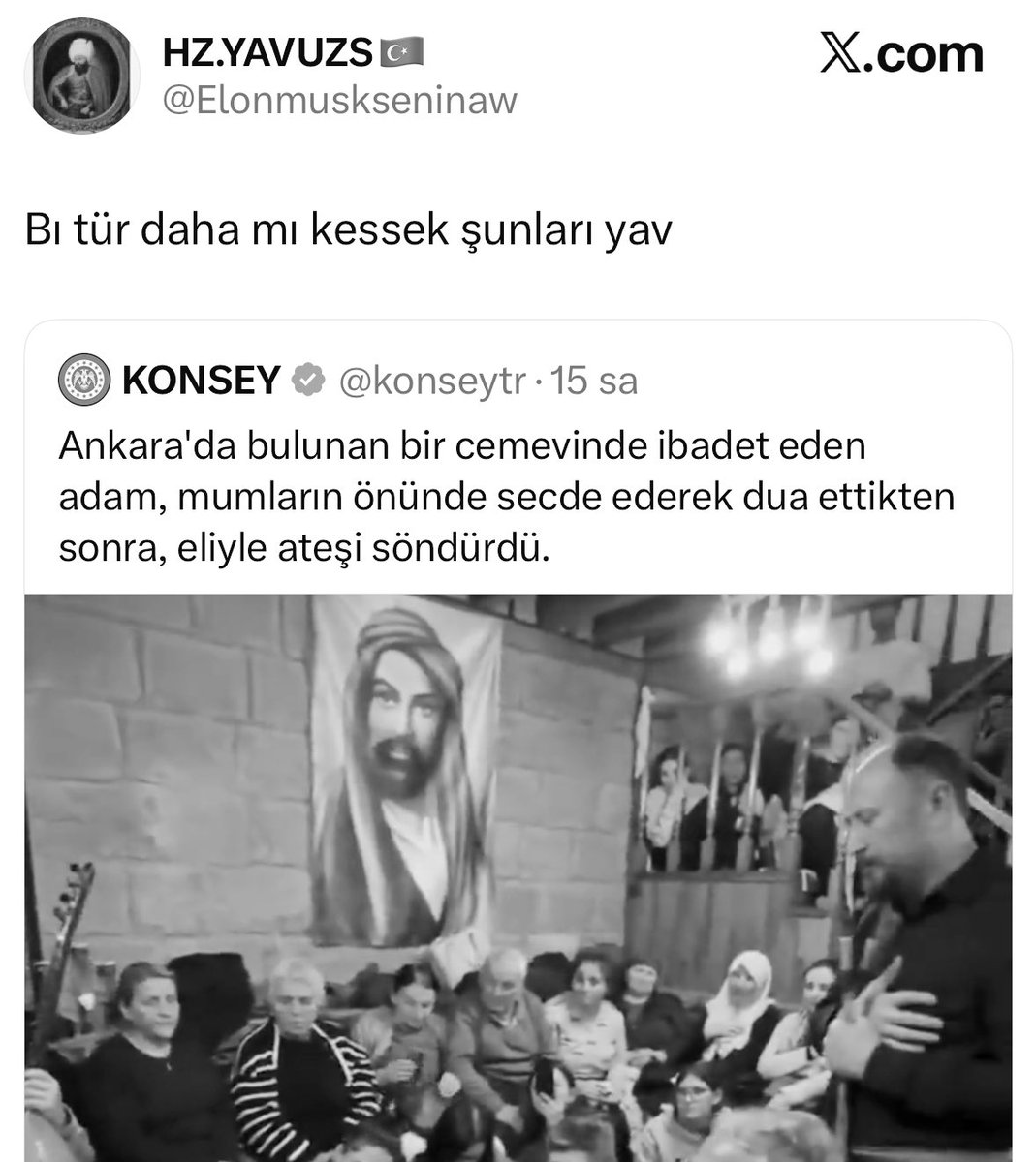 Son günlerde birileri tarafından Alevilere karşı bir nefret pompalanıyor. Bu konuda güvenlik güçlerini, yargı erkini ve siyasal iradeyi uyarmak yurttaşlık görevimizdir. 

Bakın burada yalnızca bir örneği var. Bunu paylaşma cesaretini nasıl buluyorlar?

Alevileri kesmekten söz