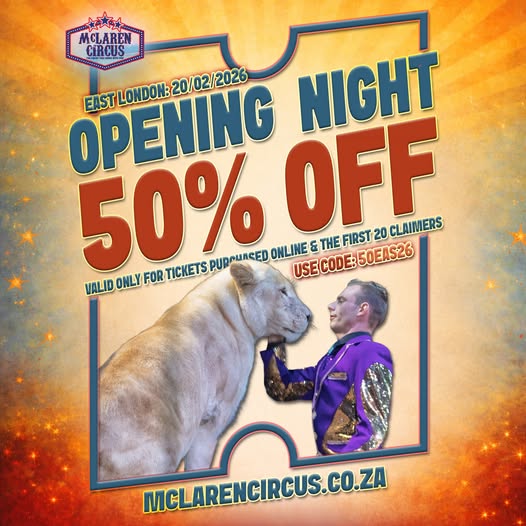 mclarenscircus's tweet photo. Book online for #McLarenCircus All-New 2026 Show in #EastLondon from Friday to Sunday March 1🎪😂🦁🐴😍❤️
#Amathole #BuffaloCity #BeaconBay #Bhisho #eQonce #Gonubie #FortBeaufort #KeiMouth #KiddsBeach #PortAlfred #WildCoast #EasternCape
Buy Tickets Online: https://t.co/Y5XPaa2p2g https://t.co/dbxNr80SIV