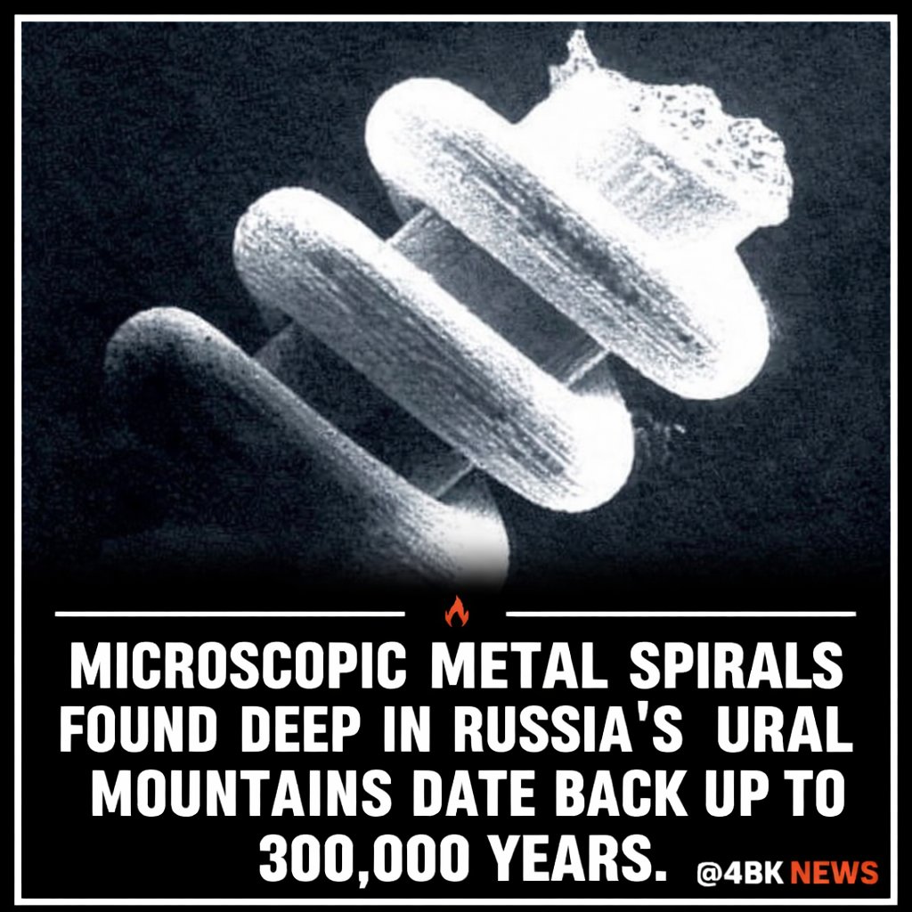 4biddnKnowledge's tweet photo. The so called Ural “nano structures” were discovered in the 1990s in Russia’s Ural Mountains during geological surveys. Researchers found extremely small spiral shaped objects buried in sediment layers dated to between roughly 20,000 and 300,000 years old.

The structures are microscopic coils made primarily from metals such as copper, tungsten, and molybdenum. Some are smaller than a human hair, while others measure only a few micrometers across. Their precise spiral shapes initially caused speculation that they could be artificial or technological in origin.

However, most scientists today believe the objects are likely byproducts of modern industrial activity, possibly from rocket launches or manufacturing debris that later settled into the soil layers. The unusual shapes can form naturally through certain mechanical or metallurgical processes.

Even so, their discovery sparked widespread curiosity because of how intricate and uniform the tiny coils appear under magnification, showing how easily unusual natural or modern materials can be mistaken for something ancient or advanced.