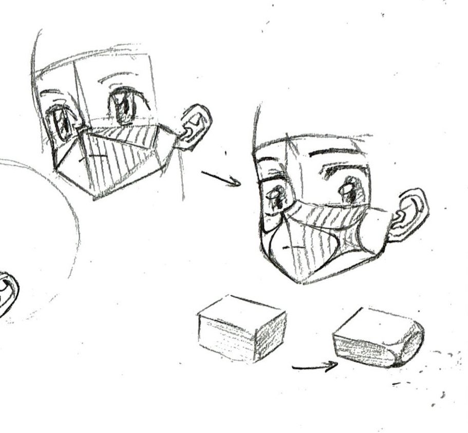 アニメキャラクターの頬を立体的で柔らかさを持った形状に整える方法として、一定の結論を得た

使い込んだ消しゴム方式だ