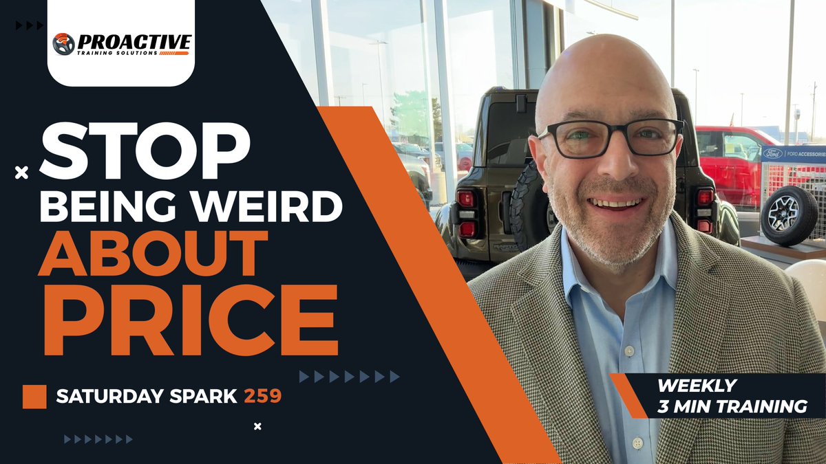 This week’s Saturday Spark tackles one of the biggest mistakes sales teams make on the phone: getting weird about price. If you want more appointments that show, stop fearing price and start leading the conversation. hubs.ly/Q0434w-g0

#SaturdaySpark #AutomotiveTraining