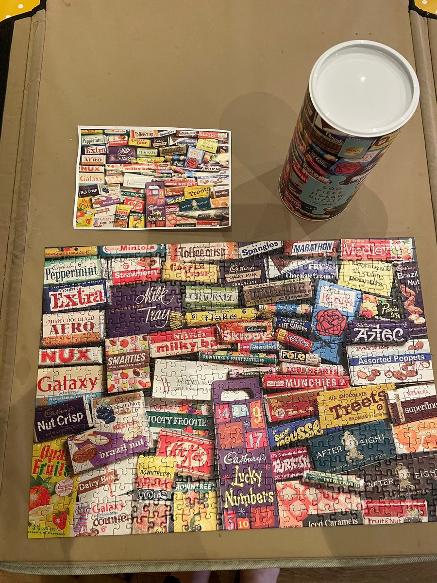 KIbooksandmusic's tweet photo. The ‘cat’ jigsaw we posted about earlier this morning has gone already but, courtesy of a bad night’s sleep, we have added this M&S jigsaw featuring classic chocolate and sweet brands from the 1960s. 😂 #ilovejigsaws #supportindependentshops #kelhamisland #sheffieldissuper https://t.co/NryJLJhTkg