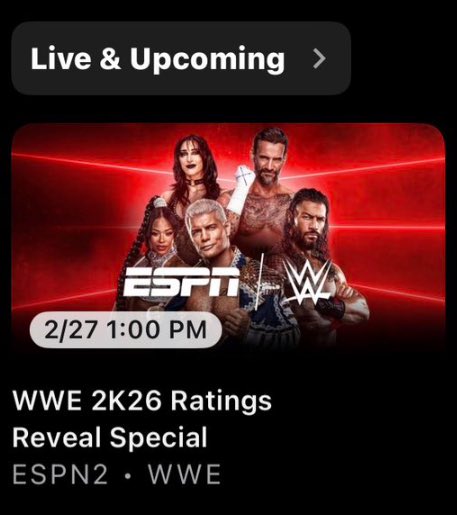 BREAKING NEWS 🗞️ 🚨 
WWE 2K26 Roster Update 🚨

A Ratings Reveal Special for WWE 2K26 is scheduled to air on ESPN2 on February 27.

This may not showcase the full roster, but based on previous years, it usually signals that the complete roster reveal will follow soon on the