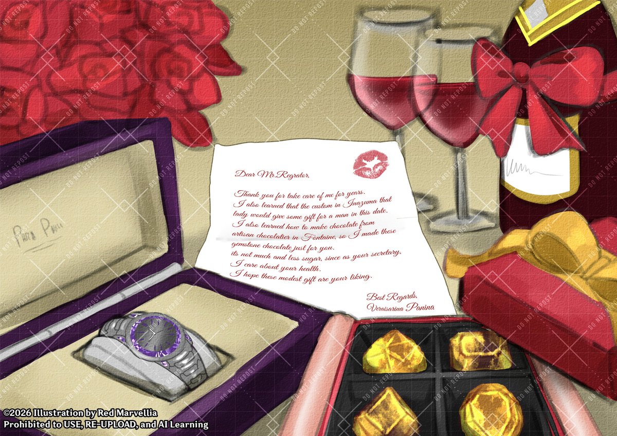 #RegRaisa
#夢絵
"I hope these modest gifts are your liking, Mr Regrator..."
—Raisa

Happy Valentine♥
__________________
#MirrorValentine26