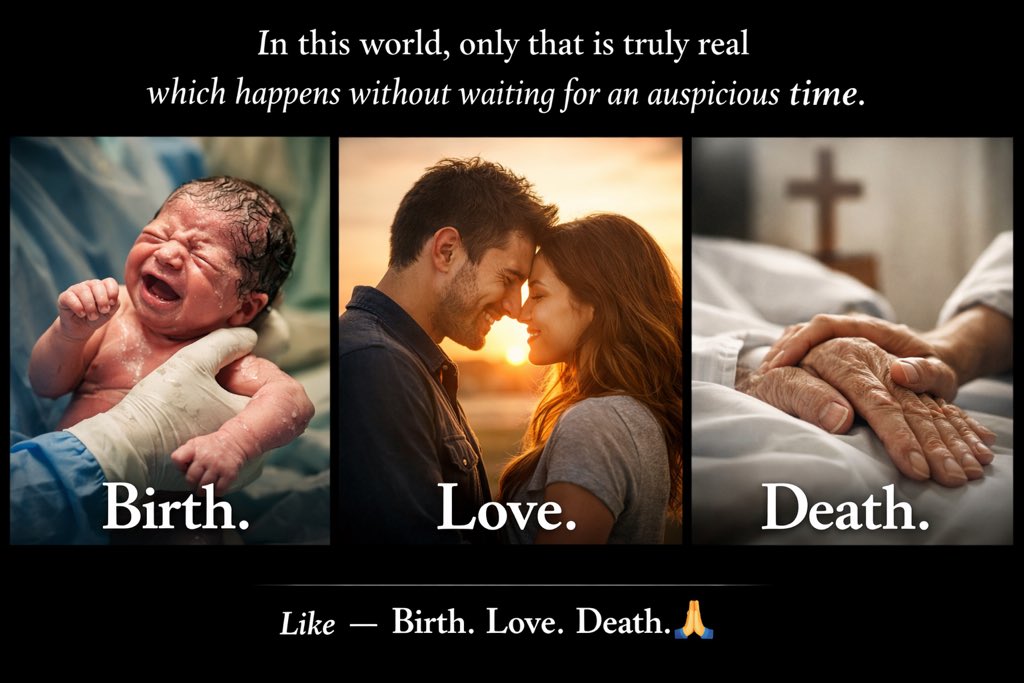 दुनियाँ में वही सत्य है  जो बिना मूर्हत के होता है !

जैसे:- जन्म ! प्रेम ! मृत्यु !