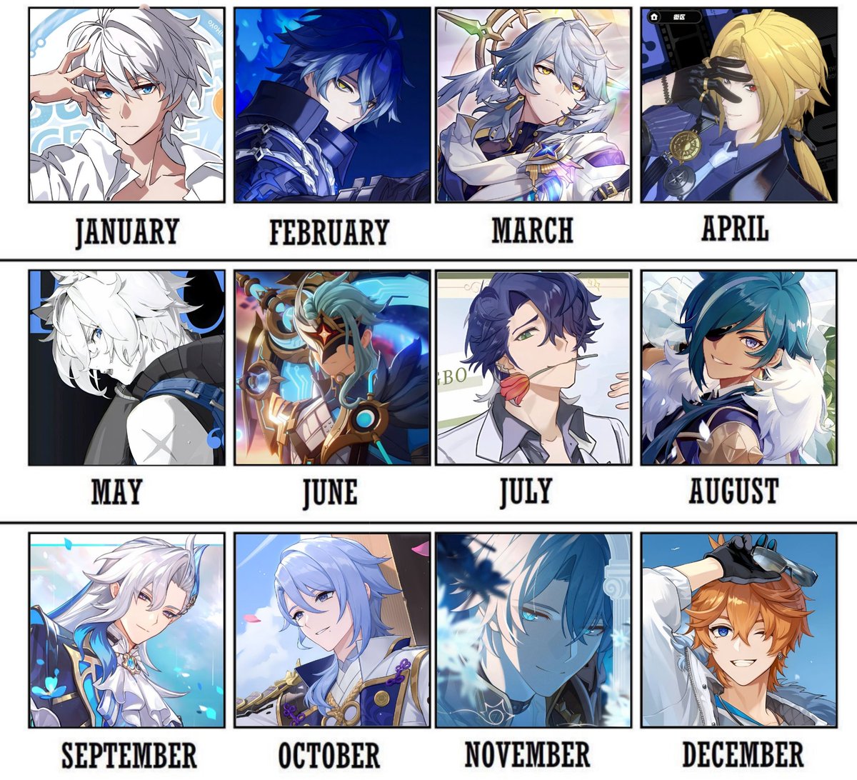 hoyoblue's tweet photo. your month your hoyoblue valentine (women and men version) https://t.co/vHSEOiSKFh