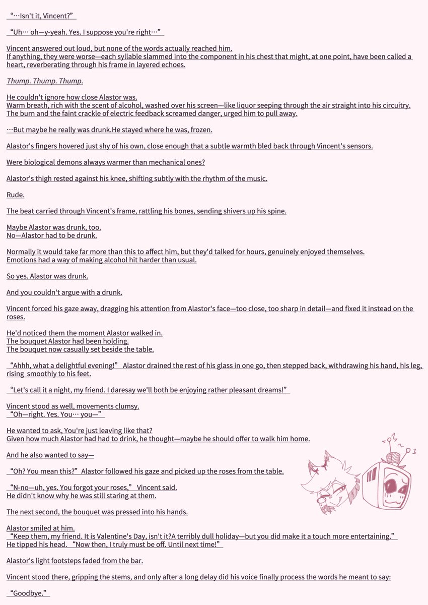 Hushed whispers

Happy Valentine's Day again！

#AlVox 
#RadioStatic 
#HazbinHotel