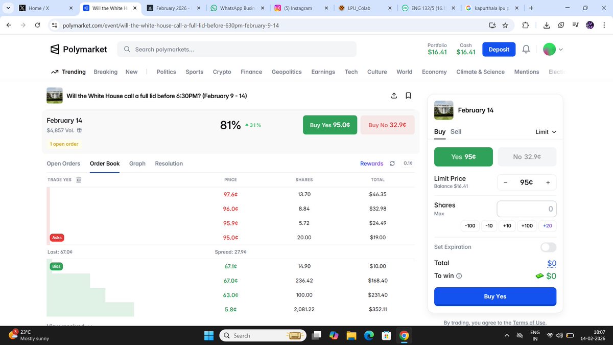 wtf is this ? spread... sudden market exploit happen...... No activity shows from 10 minutes <a href="/Polymarket/">Polymarket</a>