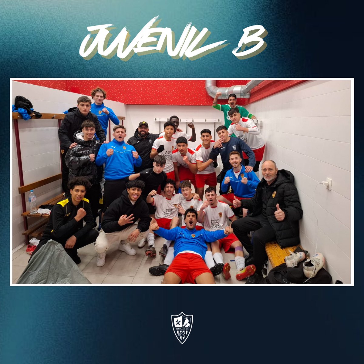 //JUVENIL B//

🤩¡¡VICTORIA IMPORTANTÍSIMA DE NUESTRO JUVENIL B ANOCHE EN TIÑOSA!!🤩

Un +3 que les coloca encabezando la clasificación de su liga👏🏻

La semana que viene se enfrentarán al segundo clasificado en el Patricio Pelegrín la A.E.D. Torreagüera, ¡OS ESPERAMOS A TODOS! 💪🏻