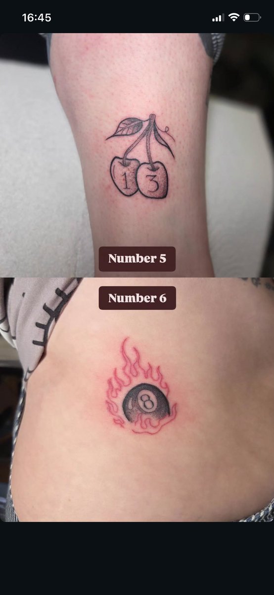 Posting my Friday 13th flash tattoos bc I’m in love with tattoos 😌
(The picture says number 5&amp;6 but this was the artist’s pic and they were the 5th &amp; 6th she’d done so far that day)