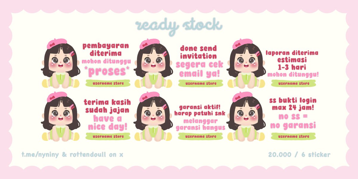 rottendoull's tweet image. help repost thankies ^^

halo! aku ada 4 sticker ready stock yang bisa langsung dijemput sekarang melalui dm atau tele 🧸🛒 jangan lupa mention after dm . . {cek alt for more}

💰 —— 20k / 6 sticker

t. #zonauang