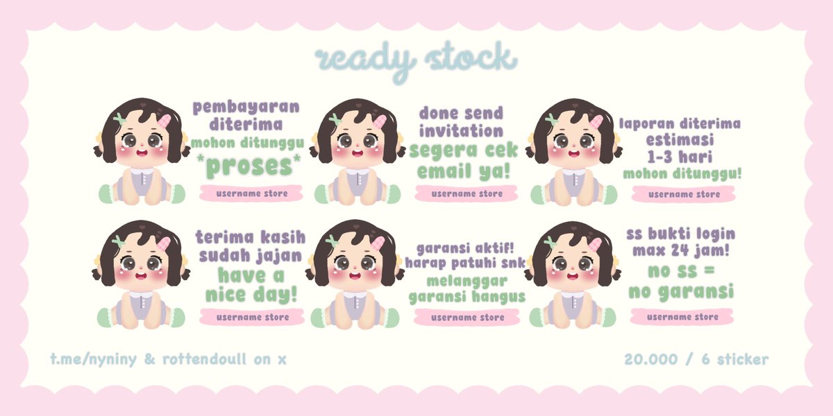 rottendoull's tweet image. help repost thankies ^^

halo! aku ada 4 sticker ready stock yang bisa langsung dijemput sekarang melalui dm atau tele 🧸🛒 jangan lupa mention after dm . . {cek alt for more}

💰 —— 20k / 6 sticker

t. #zonauang