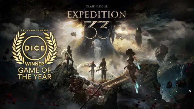 🏆 DICE AWARDS 2026: Clair Obscur Expedition 33 arrasa con 5 premios incluyendo GOTY.  Ghost of Yotei se lleva 3. 

El RPG francés sigue dominando la temporada de premios.