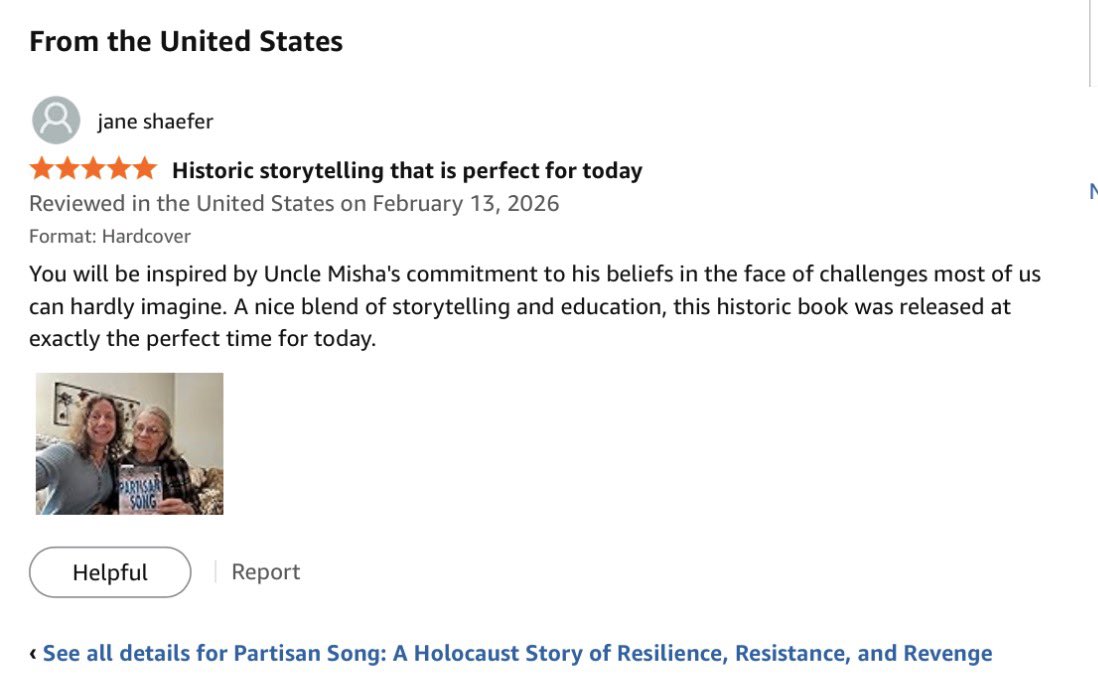 jamesagrymes's tweet photo. ⭐️⭐️⭐️⭐️⭐️ The first Amazon review of PARTISAN SONG is in, and it came with a great photo! If you’ve enjoyed #PartisanSong, you can really help other readers find it by leaving a review on @amazon or @goodreads! https://t.co/WSHPYChYjb
