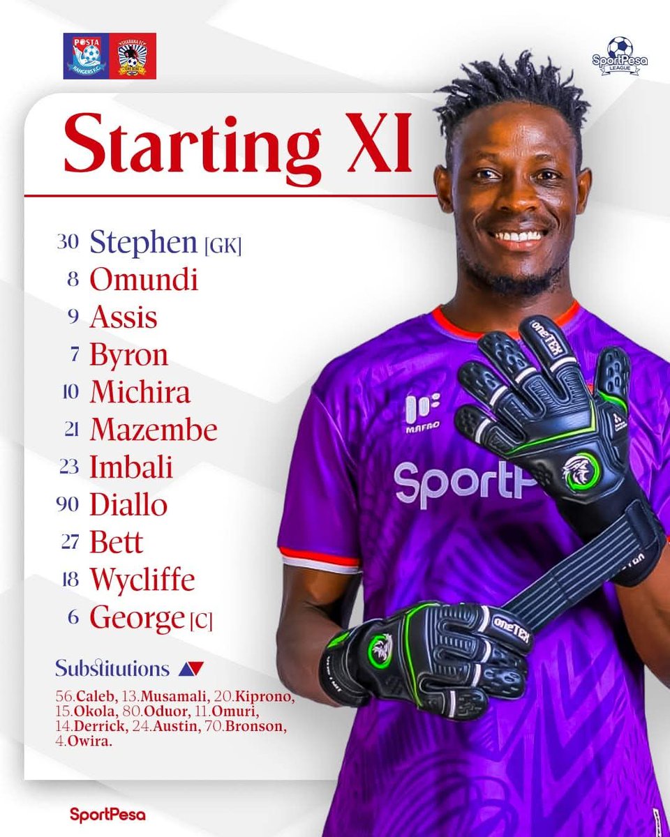 Posta Rangers Vs Shabana FC Starting XI 

Kick off 4pm

🏟️ Wang'uru Stadium,Mwea 

#gogolaspoti #SakaSakatalanta #kangwanamedia #IpoSiku