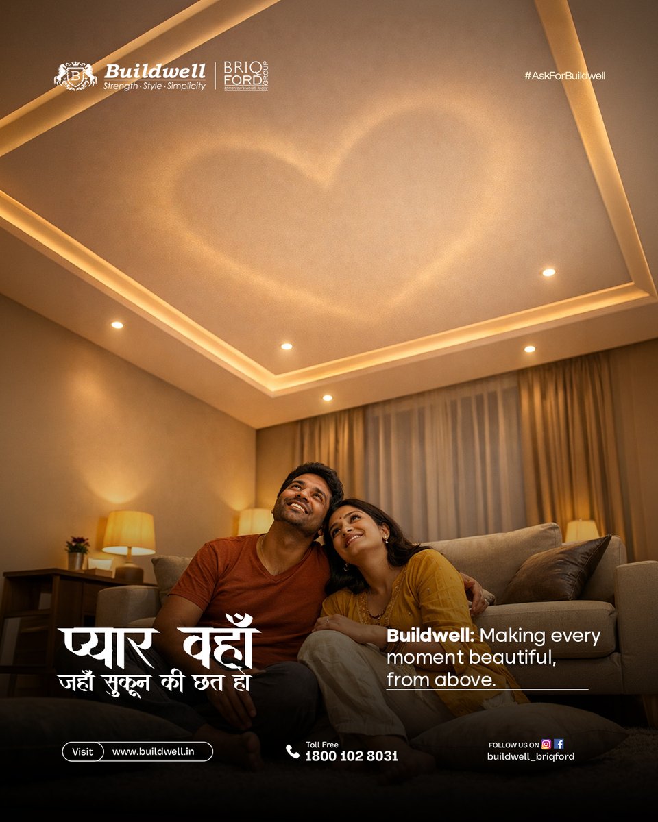 buildwell_india's tweet image. Pyaar wahan hota hai jahan sukoon ho…
aur sukoon tab hota hai jab upar se sab perfect ho.
Buildwell ceilings — design bhi, durability bhi.
Har moment ko banaye thoda aur special.

#Buildwell #CeilingDesign #FalseCeiling #ModernInteriors #StrengthStyleSimplicity