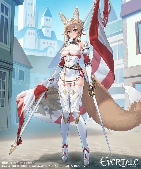 【エバーテイル】で先日リリースの『疾風の狐少女「ミァシア」』を描きました!
白ニーソうおおおお✌️✌️( 'ᾥ' )✌️✌️
 #エバーテイル #Evertale 