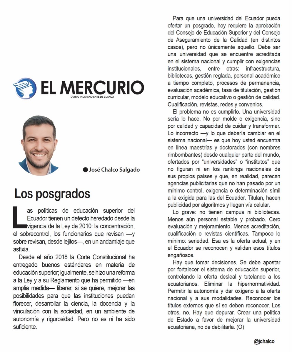 jchalco's tweet photo. No todo lo que dice “maestría” es universidad👆🏻Hay plataformas extranjeras (no serias) sin campus, sin bibliotecas, sin acreditación, sin comunidad académica⛔️Pero sus títulos se inscriben en Ecuador🙈 👉🏻Hay que fortalecer al sistema de educación superior, no debilitarlo🤔 https://t.co/Pc8svFC6gq