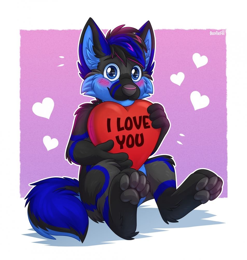 Happy Valentine’s Day everyone! 💖 Whether you're with a partner, friends, or flying solo – I'm sending you all lots of fluffy love and big hugs today! 🐾✨“
🎨: <a href="/OggyOsbourne/">Oggy123🦊OggyTheFox</a> 
#ValentinesDay #furryartwork #furryfandom