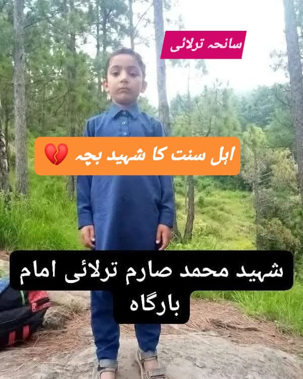 اہلِ سنّت گھرانے کا آٹھ سالہ معصوم شہید، محمد صارم ولد ظاہر محمود، اپنے شیعہ دوست کے ہمراہ مسجدِ خدیجةُ الکبریٰؑ ترلائی میں نمازِ جمعہ کی ادائیگی کے لیے گیا۔
یہ ننھا فرشتہ فرقہ واریت سے بالاتر ہو کر محبت، بھائی چارے اور اتحاد کا پیغام دے گیا۔