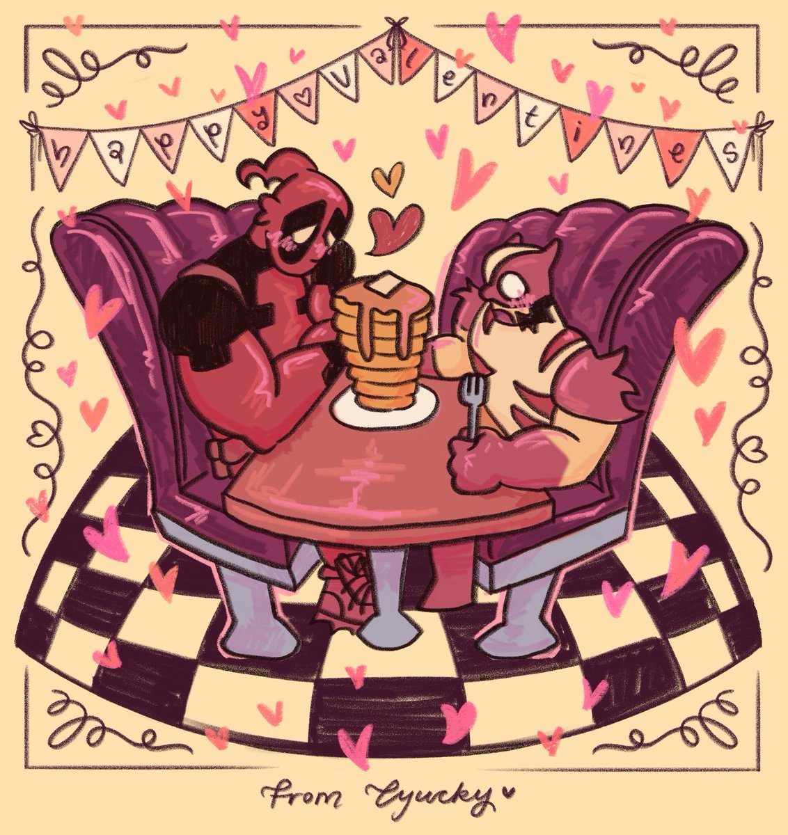 Lyucky_'s tweet image. Happy Valentine’s Day Lovers and Loners alike. Love u all 🩷 -Lucky 

#ValentinesDay #Deadpool #Wolverine #Poolverine #Deadclaws