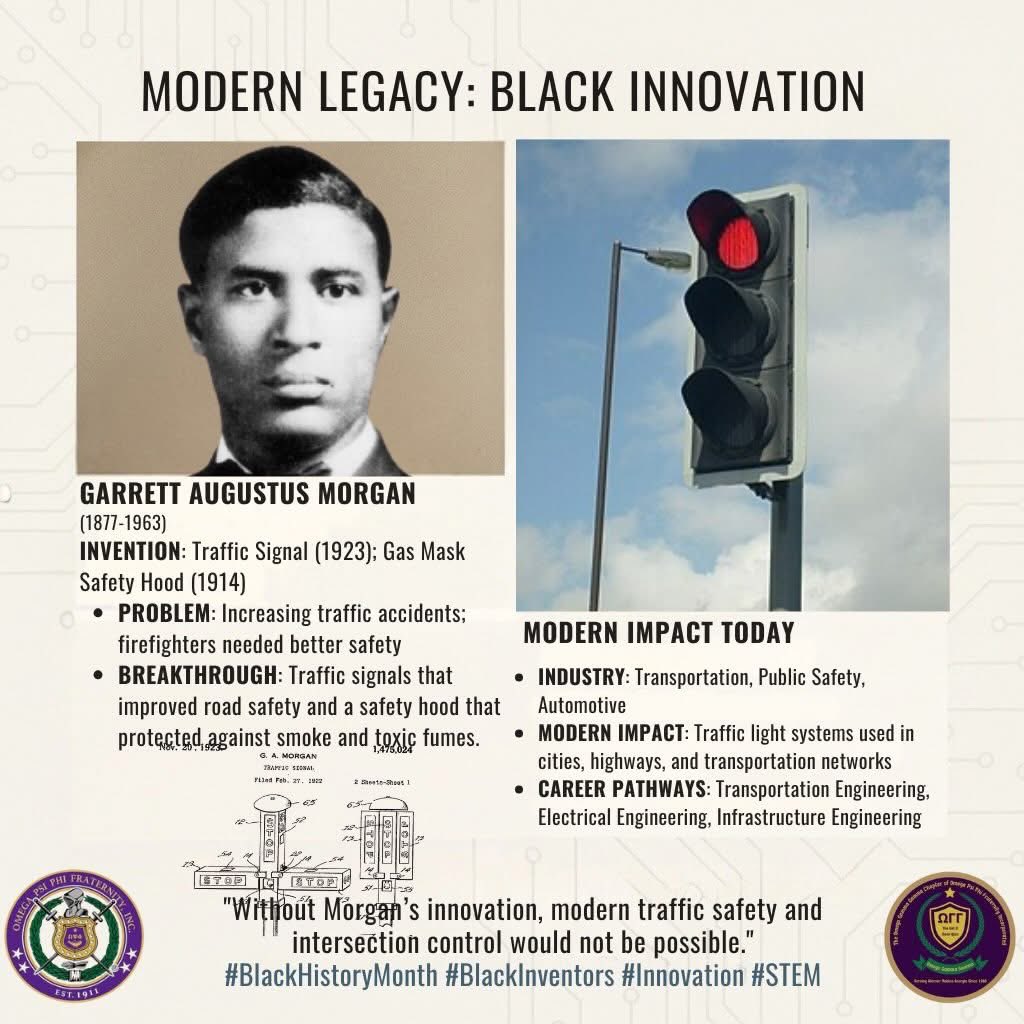 Day 11 of our Black History Month series highlighting Black innovation that still moves the world forward. Garrett Morgan invented the traffic signal, improving intersection safety and helping create modern traffic control systems used worldwide.
#BlackHistoryMonth #STEM
