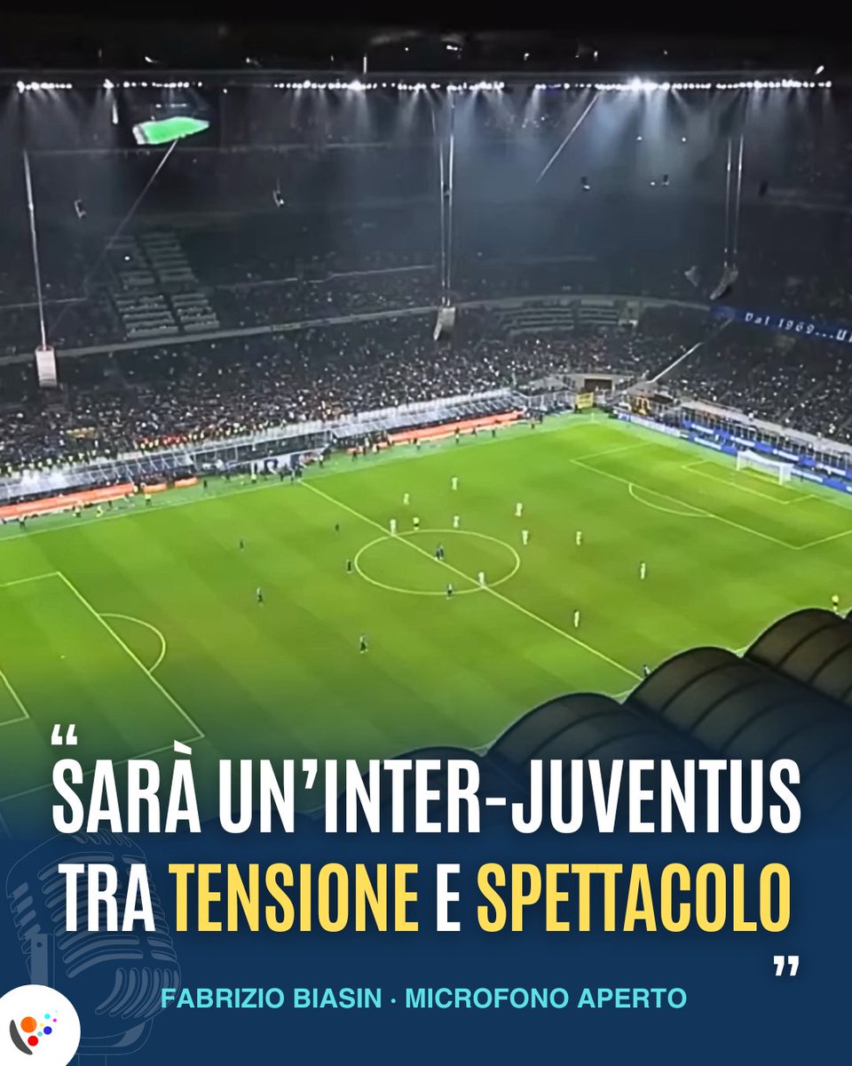 🔥 Derby d’Italia da brividi! 🇮🇹

🗣️#Biasin prevede tensione e gol: «L'#Inter sente il fiato sul collo del Milan (-5) e cerca l'allungo Scudetto. La #Juventus di Spalletti non può sbagliare: servono punti per la zona Champions. Sarà un grande spettacolo». ⚽️🏟️

#InterJuve #SerieA