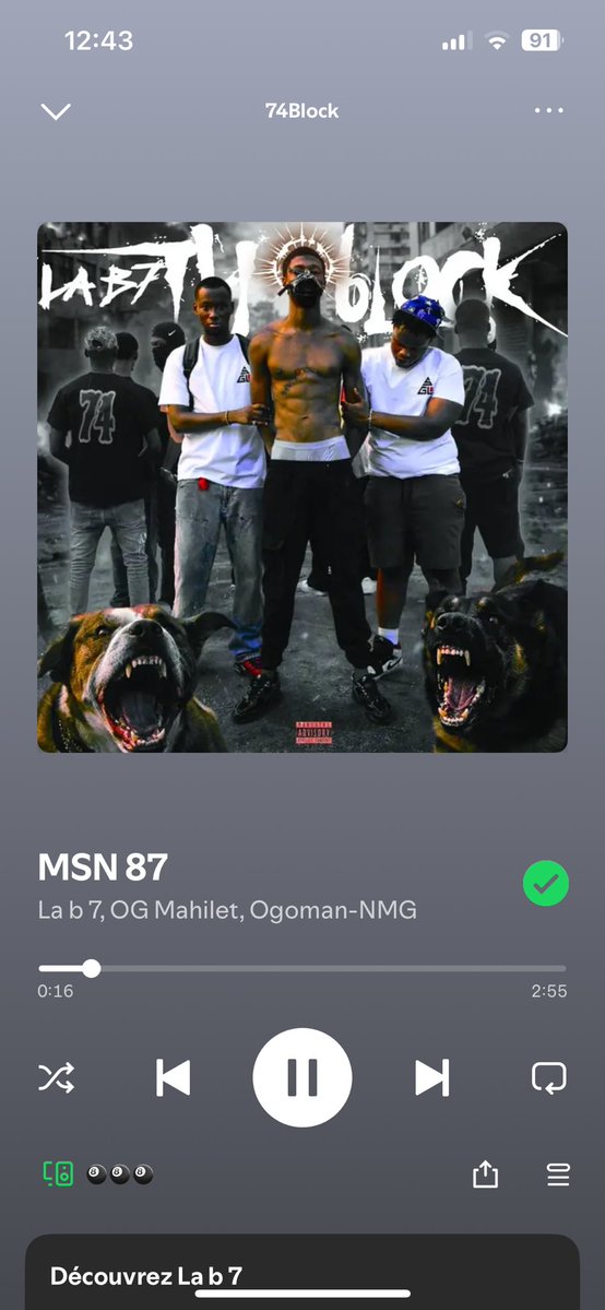 Mon soldat ta vécu ta gnimi tes dehors 
Maintenant c’est ton tour 
Allez-y écouter la rage de ce mec 
La b du 74 block 🎱🩸🤞🏾 open.spotify.com/album/07ULjUa8…