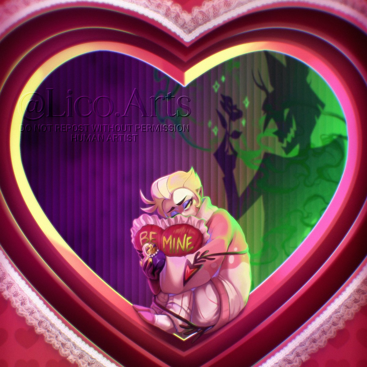 ❤️ || Be My Valentine || ❤️
Smone might be trying to take a place in his heart… 📻🍎
My delulu #radioapple heart made me do it😌🌹✨

#luciferhazbinhotel #alastorhazbinhotel #valentinesday
Full artwork here:
bsky.app/profile/licoar… 
Or
vm.tiktok.com/ZGdu1Bdwc/