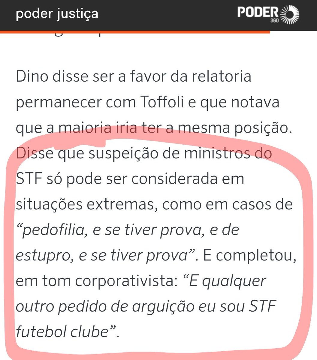 Pouca gente percebeu, mas essa fala de Dino, que basicamente resume a postura dos ministros sobre a declaração de impedimento de Toffoli no caso Master, na vergonhosa reunião secreta, é a prova definitiva da NULIDADE dos julgamentos políticos dos últimos anos:

Trecho da