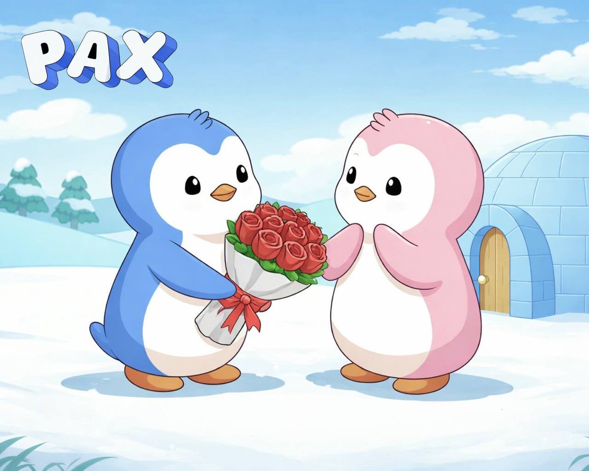 In penguin years, $PAX &amp; $POLLY have been official for 47 Valentines. Still act like it’s the first one 🐧🌹💙💘

 #TimelessLove #PENGUIN #PudgyPenguins