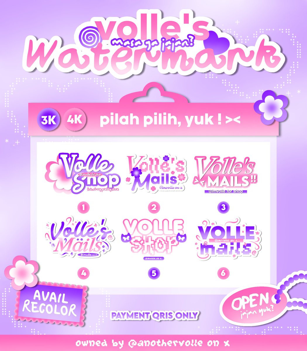 anothervolle's tweet image. 🐇🍀 𖦁ׅ ࣪  any interaction / repost would be appreciated , thank  you ! ♡

🪷 —  halo , teman-timun ! volle sudah open order wm untuk 12 catalog di bawah ini ( iya ada catalog baru , hihi ) 😽💗 simak cara order di alt iaa :3 #zonauang

🍬 : detail catalog ada di bawah yup ~~