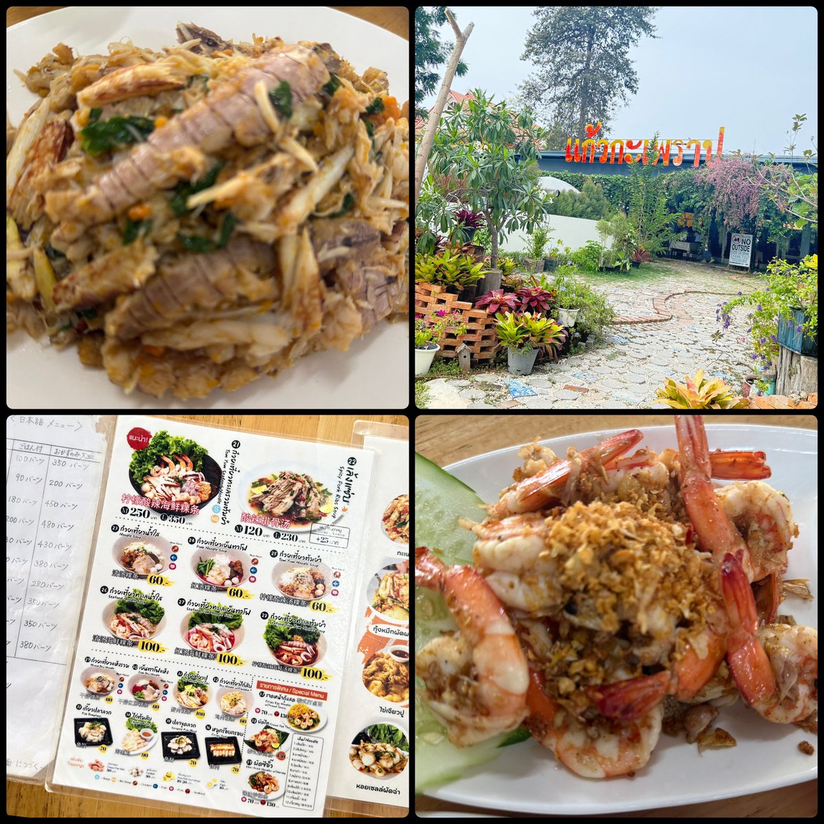去年行きたかったお店
エビとシャコが食べたくて
朝イチPattayaに着いて直ぐ向かいました。
「ゲーオガパオプー 」さん
シャコもガーリックシュリンプも本当に美味しい🥰
とても良いお店でした
明日はナクルア市場行こうかな！1人で行けるかな😅