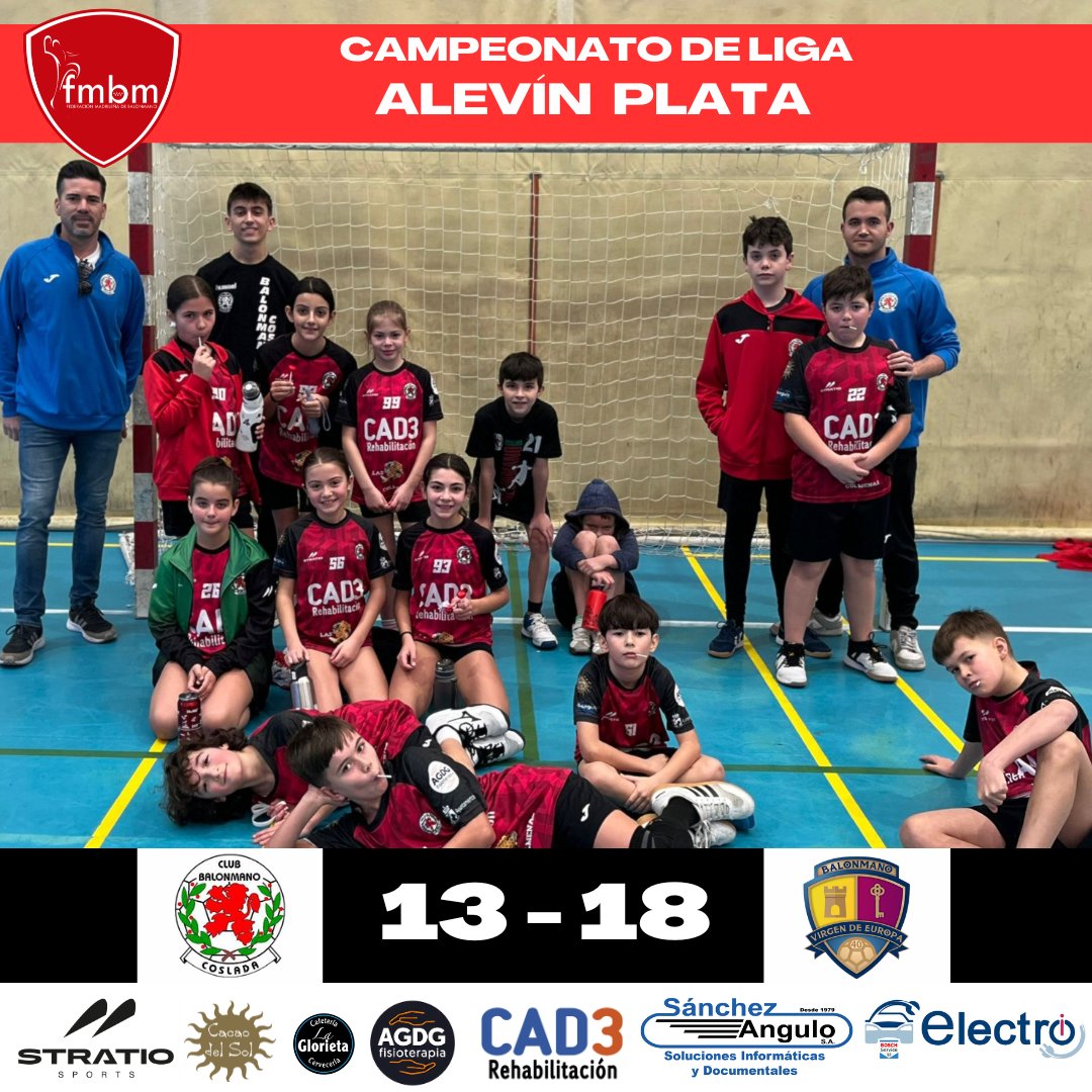 CAMPEONATO DE LIGA 🤾‍♂️🤾

🤾‍♂️Jornada 14 de febrero (Alevín masculino Plata)

➡️J4 - Segunda Fase - Grupo Tercero
BM Coslada 13 🆚 Virgen de Europa 18

#vamoscoslada❤️💚

cad3servicios.com
@electroicoslada
@fisioterapia_agdg
<a href="/sanchezangulo/">nysa</a>.sa
<a href="/cacaodelsol/">Cacao Del Sol Chocolate Shop</a>.es
@stratiosports
